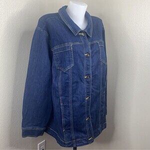 Catherines Size 2x Women’s Blue Denim Jean Jacket Button Coat